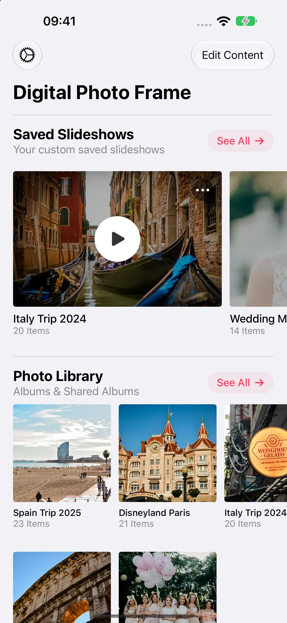 Digital Photo Frame App en el iPhone