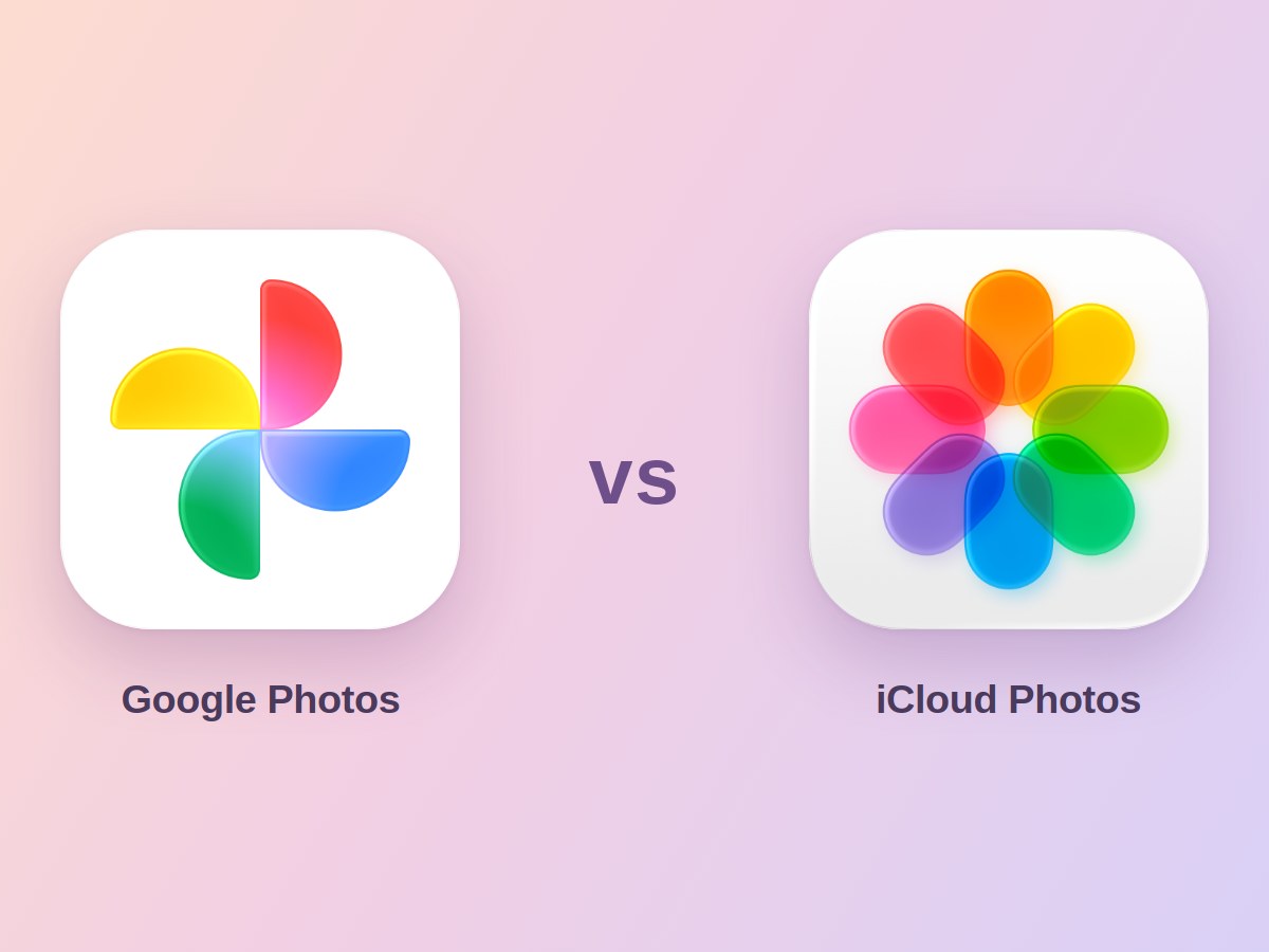 Google Photos and Apple Photos app icons