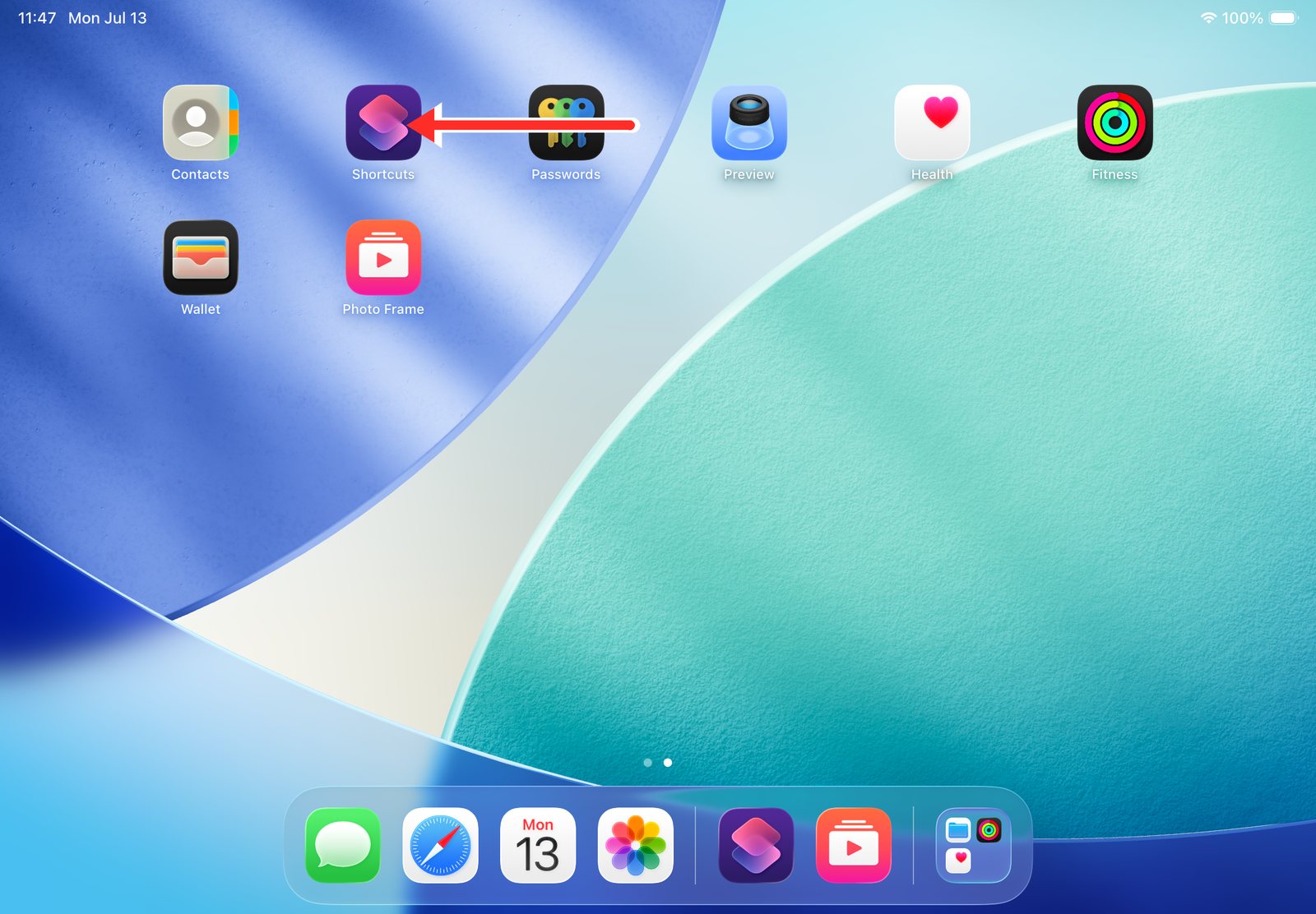 Open the Shortcuts app from the iPad Home Screen
