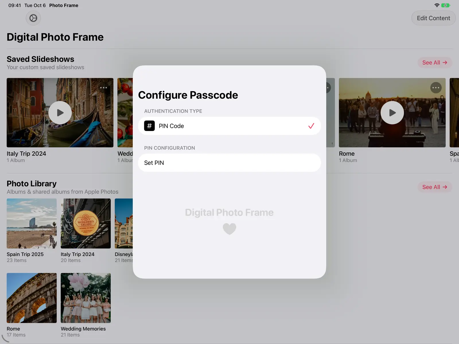 Configure Passcode with a PIN code