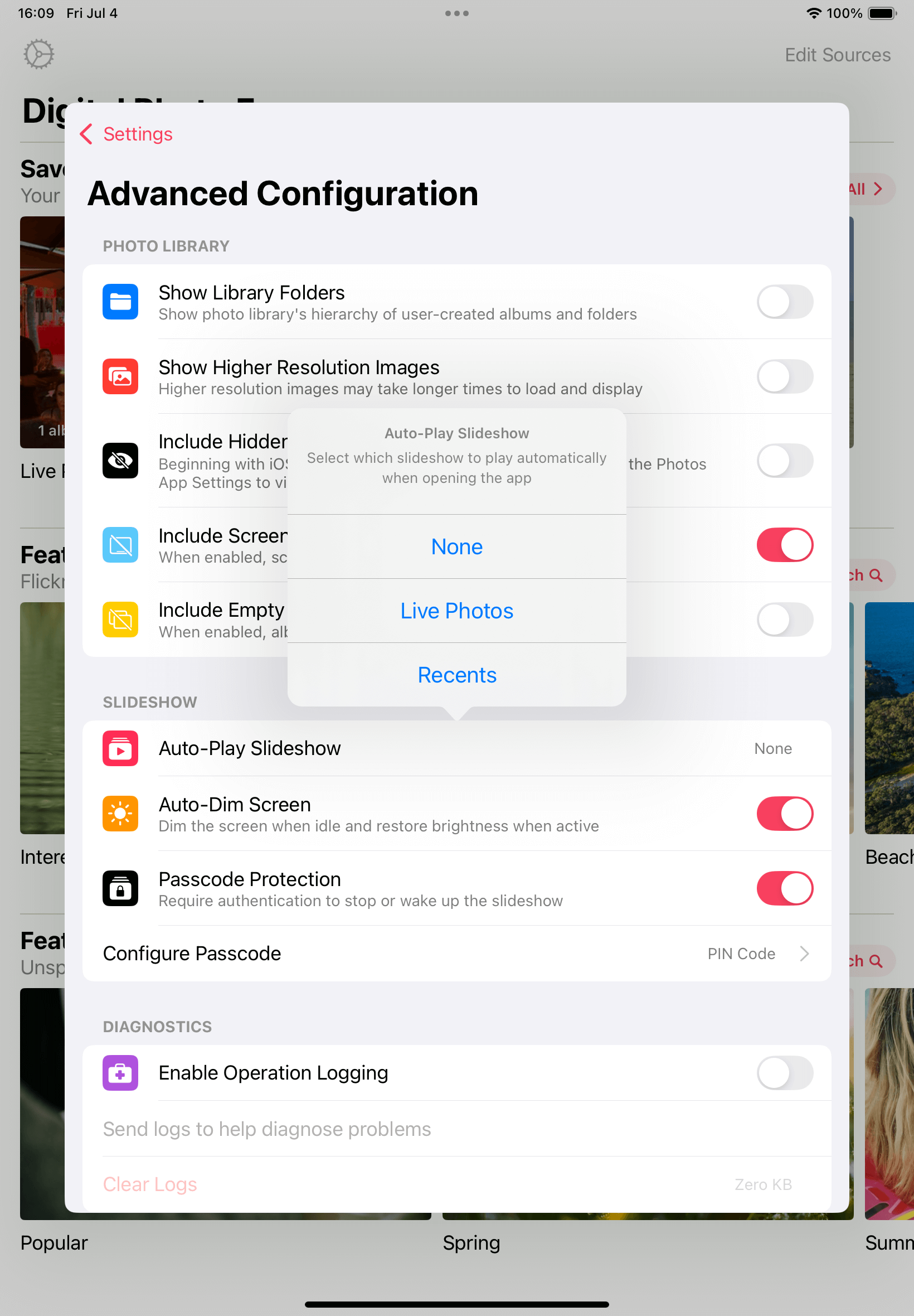 Additional auto play slideshow configuration options